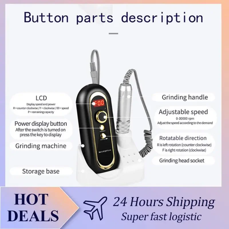 

NEW2023 30000RPM Portable Nail Drill Manicure Machine For Acrylic Gel Polish Nails Sander Rechargeable Nail Art Salon Equipment