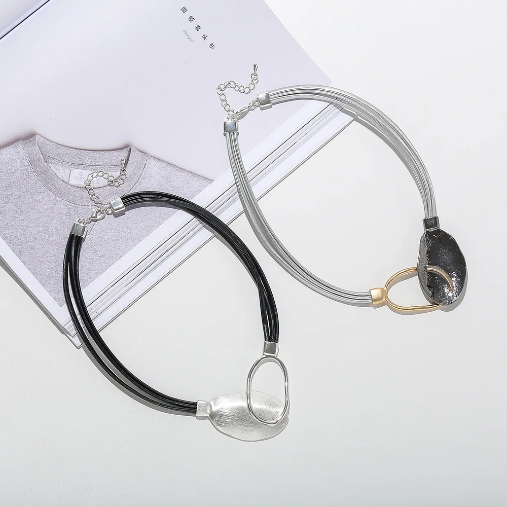Оптовая продажа колье ожерелье овальный металлический кулон Collier Femme Bijoux женские