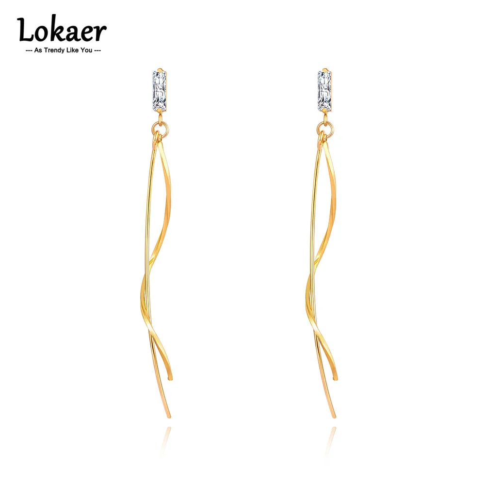 

Женские серьги-подвески с фианитами, из нержавеющей стали