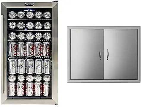 

BR-130SB Beverage Refrigerator with Internal 120 Can Capacity \u2013 Stainless Steel & BBQ Double Access Door 31W x 24H In