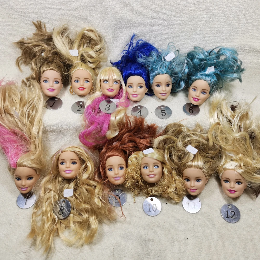 

B20-24 Original Foreign Trade European Beauty1/6 OOAK NUDE Doll Head Mussed Long Hair for DIY Soft PVC Head 90%NEW B