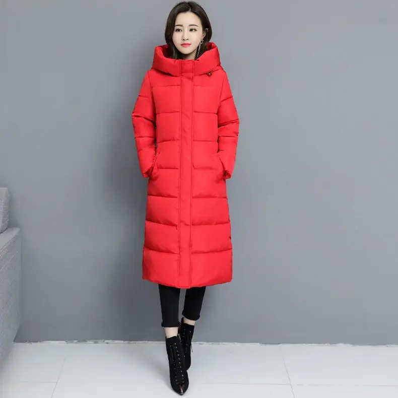 

NEW Middle-long Womens Down Cotton Coat Winter Long Warm Cotton Jacket Female Casual Hooded Parka Pullover Overcoat Tops S59