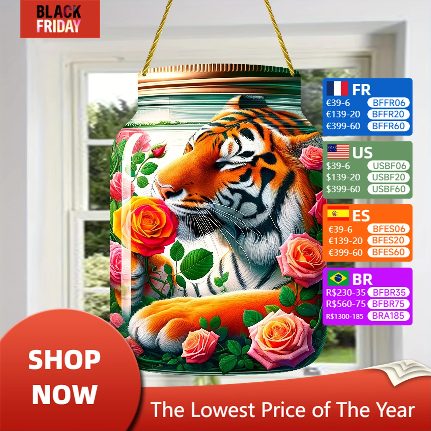 Акриловая подвесная банка Tiger Sniff Rose