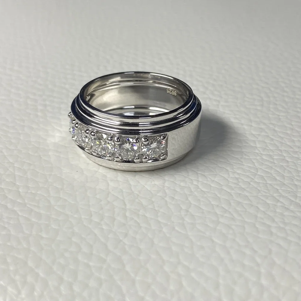 Кольцо Meisidian мужское из серебра 925 пробы с бриллиантом муассанитом