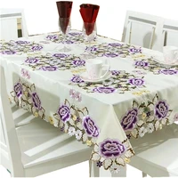 peony flower lace table cloth modern simplicity satin embroidery floral tablecloths overlays handmade embroidered towel cover