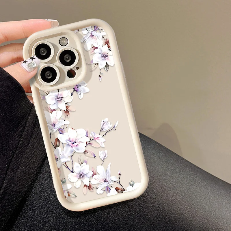 Чехол для телефона с цветами iPhone 13 чехол 15 Pro Max 11 12 16 14 XS XR X 8 7 Plus SE 2020 14Pro Soft Cover Funda