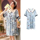 Ночная рубашка женская хлопковая, с мультяшным принтом, размера плюс