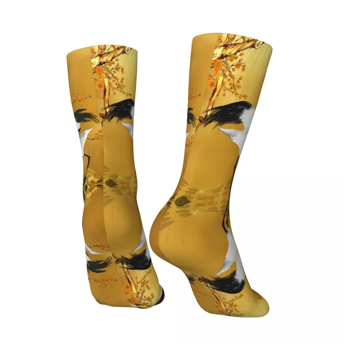 Мужские носки с принтом Золотые журавли из японского искусства полиэстера