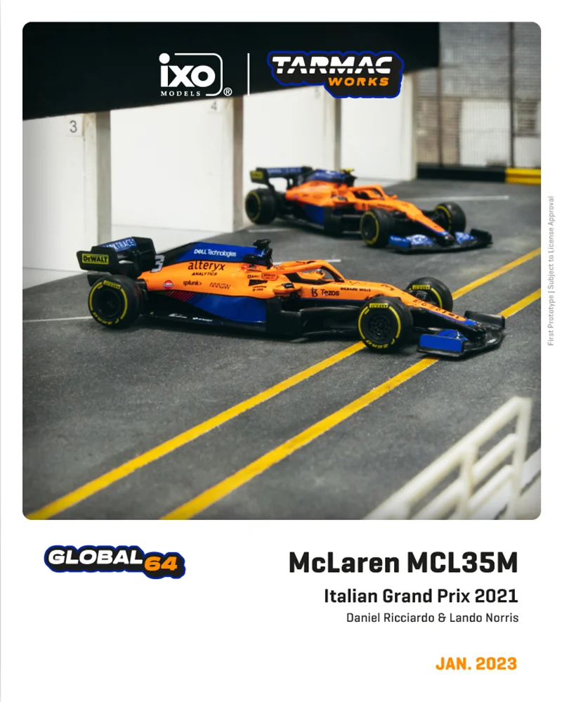 ** Предзаказ Tarmac работает 1:64 2021 F1 McLaren MCL35M итальянский № 4 L.Norris /Winner #3 D.Ricciardo модель