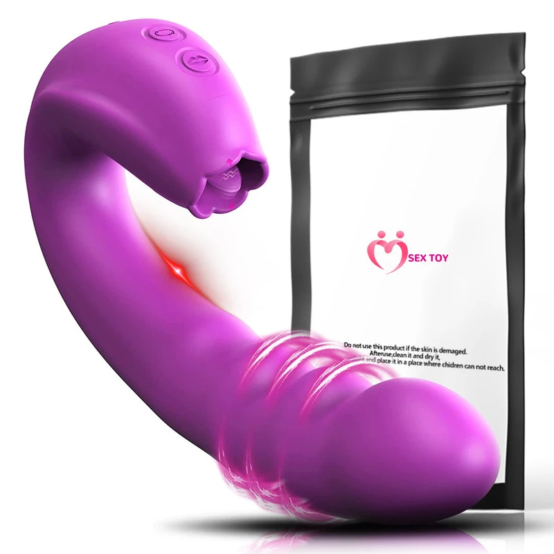 

Silicone Clitoris Orgasm Licking Rotating Vibrador 3 in 1 Pussy G Spot Tongue Dildo Vagina Masturbator Adult Sex Toys For Women