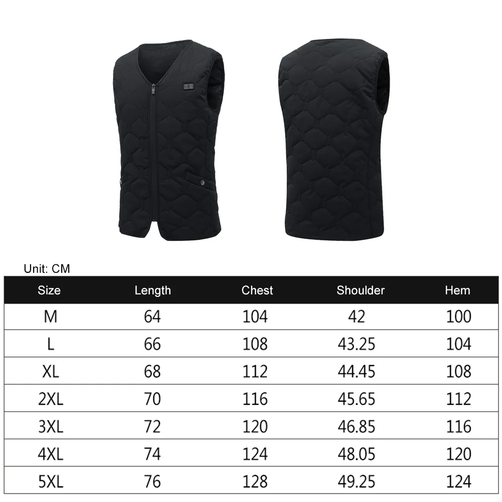USB Electric Heated Vest 20 Heating Zones Washable Winter Thermal Jacket Sleeveless Vest Body Warmer For Outdoor Cycling Skiing images - 6