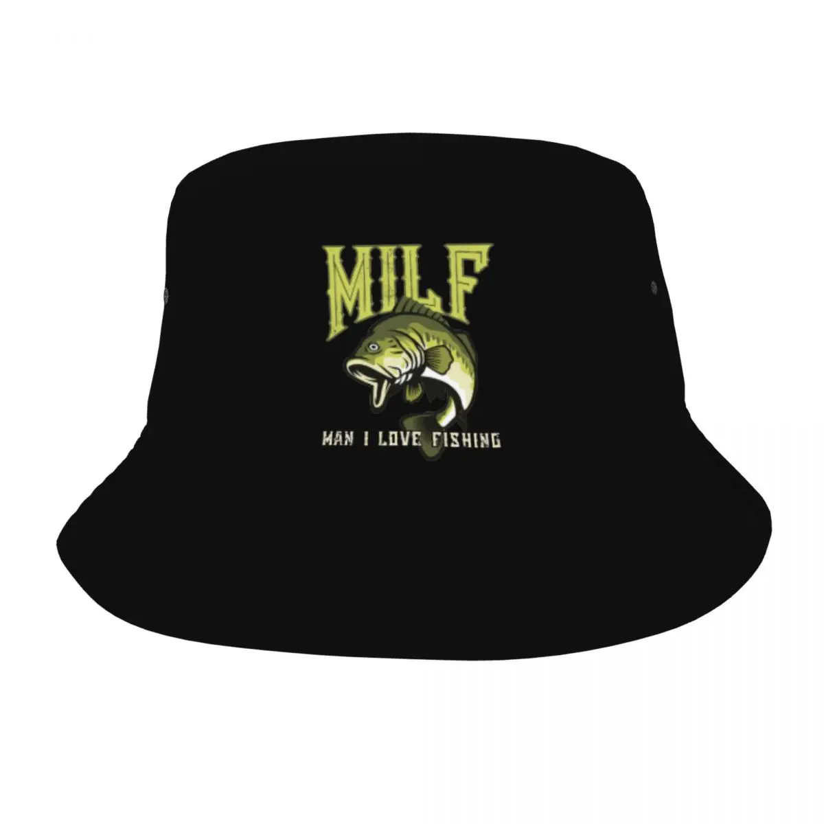 

Milf Man I Love Fishing Bob Hats Vocation Getaway Headwear Stuff Fish Fishing Cap for Outdoor Teen Panama Hat Lightweight