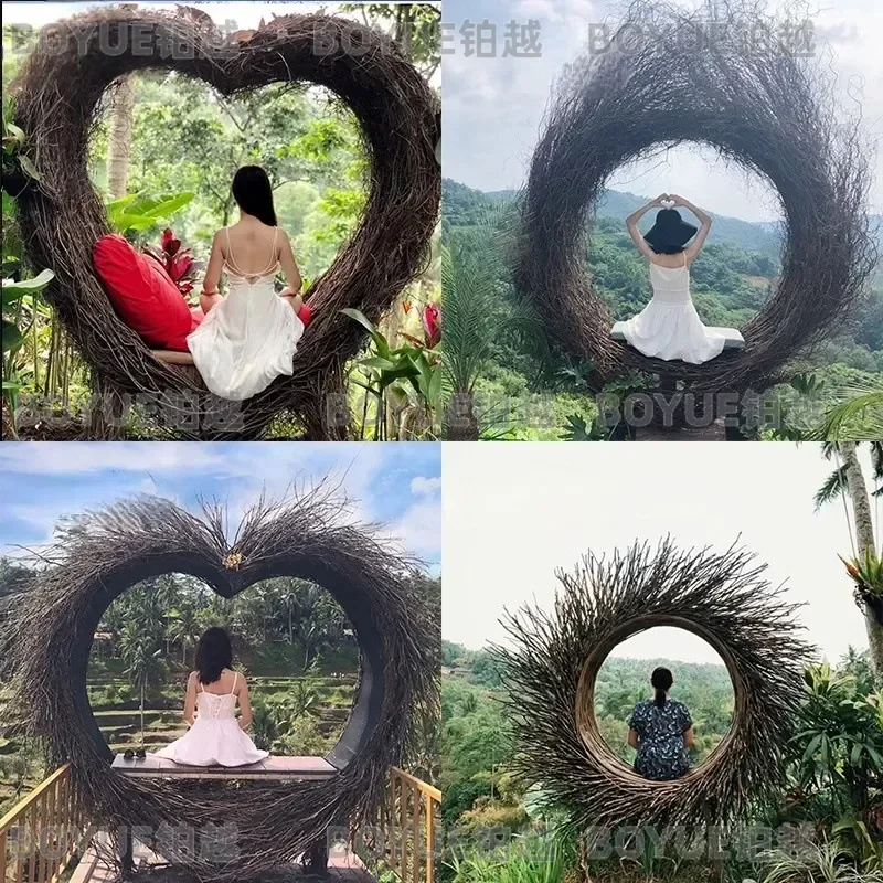 Фото Подвесное кресло-кокон из ротанга для улицы: для сада, патио, кемпинга, фотосессий, в стиле бохо, для отдыха, декор для двора, мебель №3
