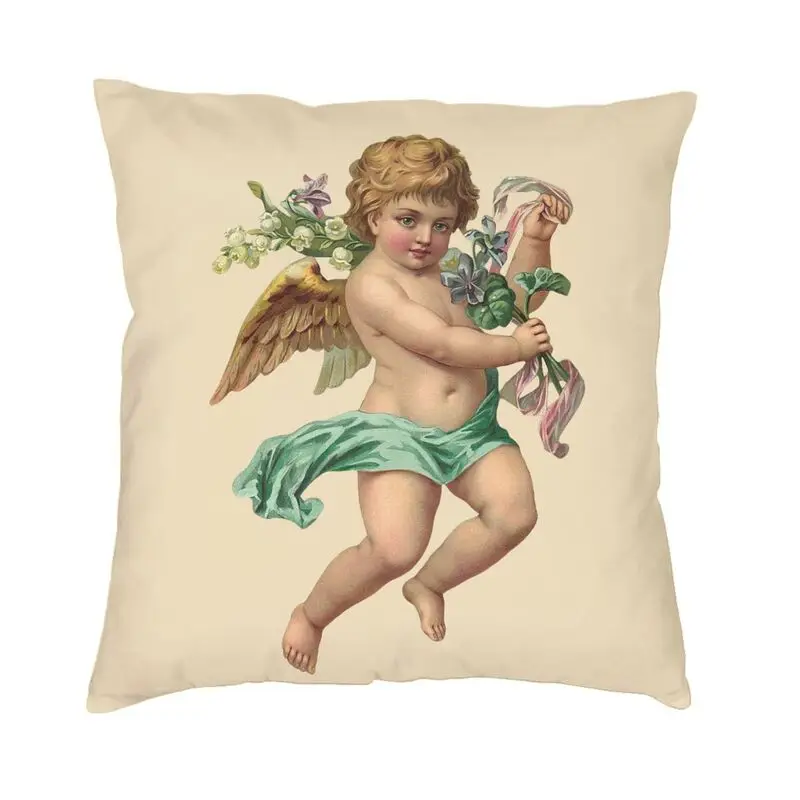Renaissance Angels Throw Pillow Covers Decor Home Fashion Vintage Cherub Wings Sofa Cushion Cover Square Pillowcase Dakimakura