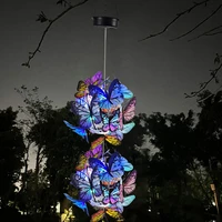 hanging solar light with colorful butterflies ip65 waterproof roaming light hanging lighted mesh orb decorative hanging solar