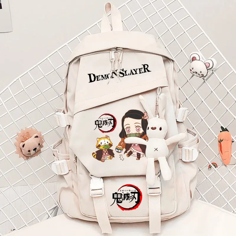 

Милый школьный рюкзак унисекс с изображением рассекающего демонов Tanjirou Nezuko Zenitsu Inosuke с японским мультяшным рисунком, Студенческая сумка для...