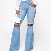 women fashion street casual denim pants 2021 autumn summer ripped jeans lady sexy flare jean female spring high waist trousers