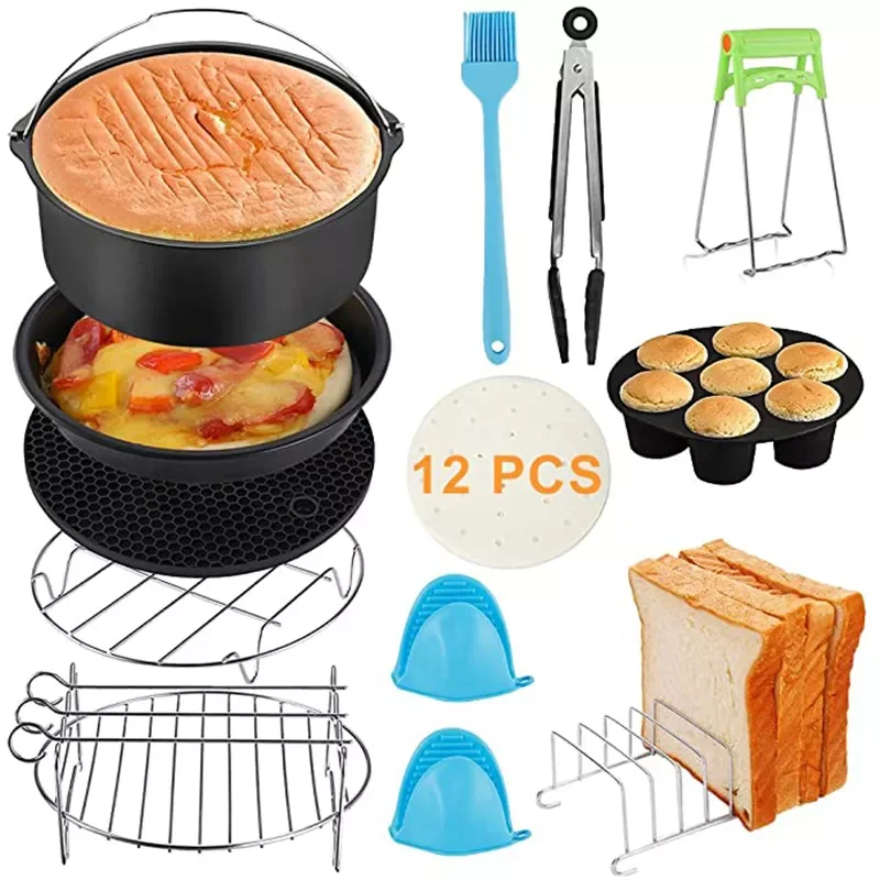 

12pcs/set 7 Inch / 8 Inch Air Fryer Accessories for Gowise Phillips Cozyna and Secura Fit All Airfryer 3.7 4.2 5.3 5.8QT