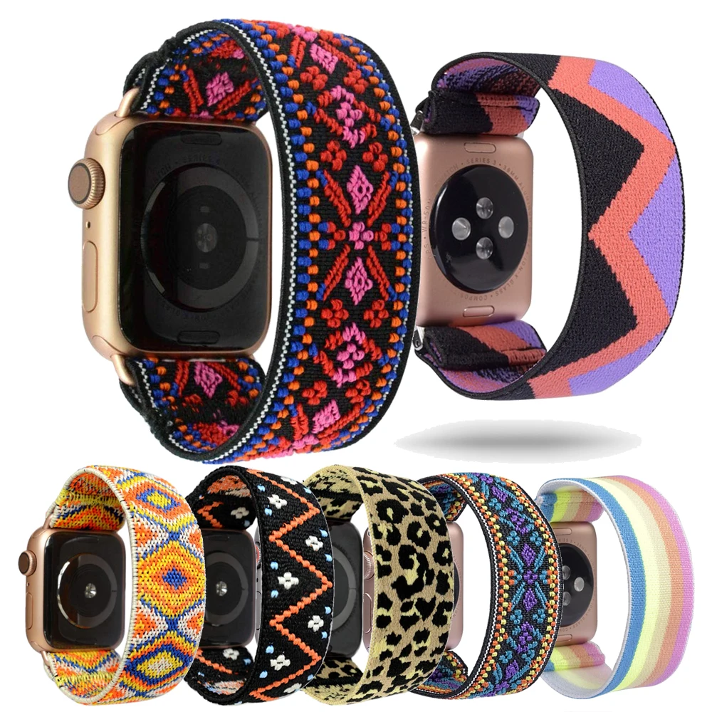 

Scrunchie Strap for apple watch band 40mm 44mm45mm/41mm 42mm 38mm iwatch women girl Stretchy bracelet apple watch 5 4 3 SE 6 7