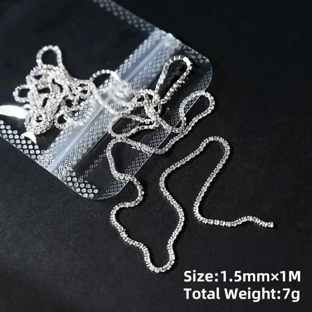 Серебряные алмазные цепочки 100 см подвески для ногтей сверкающие Роскошные