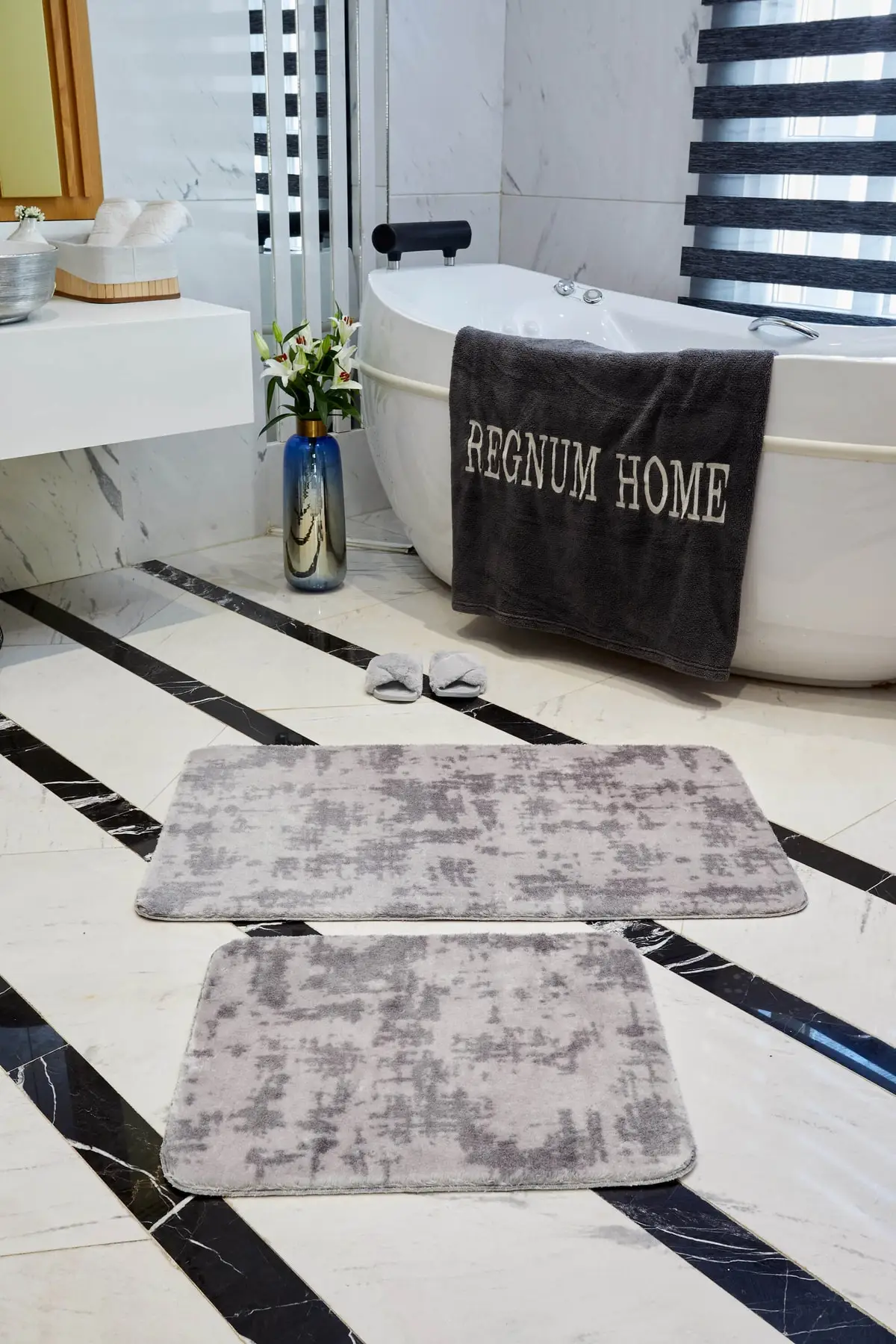 

Bathroom Mat Triple Suit 5 Colors Plush Non-Slip Base Washable 60x100 - 50x60 One Piece Acrylic Grey Textile Home &