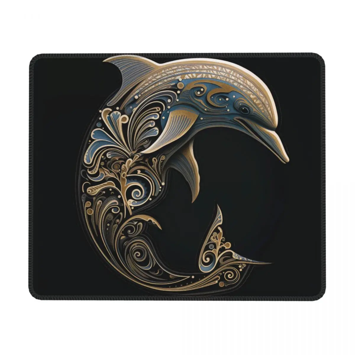 

Dolphin Horizontal Print Mouse Pad Religious Art Intricate Lines Cute Rubber Mousepad Non Slip Soft Table Mouse Pads