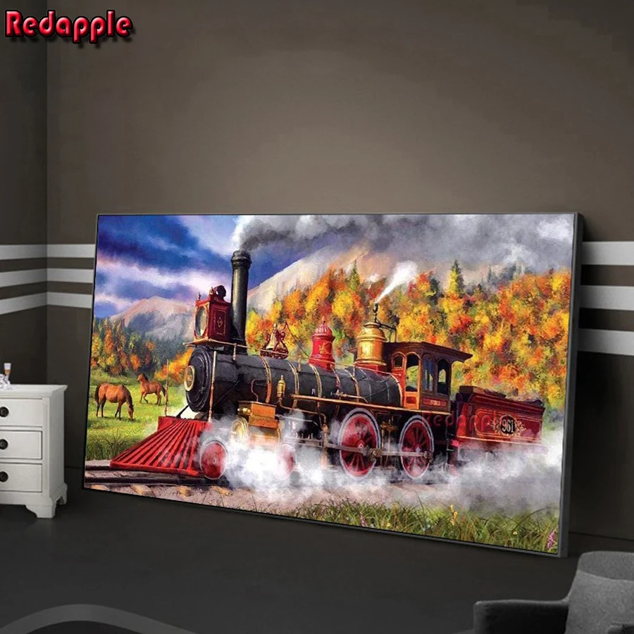 

5D алмазная живопись «сделай сам», большой размер, искусство, поезд, машина, пейзаж, вышивка крестиком, полная квадратная круглая Алмазная мо...