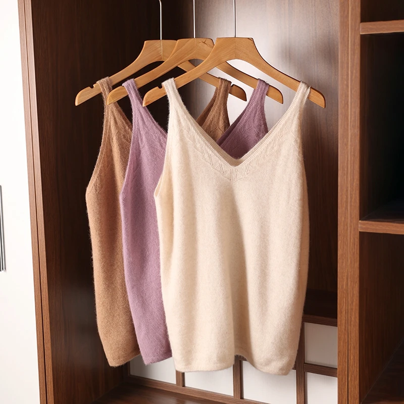 Жилет женский с V-образным вырезом мягкая трикотажная футболка без рукавов