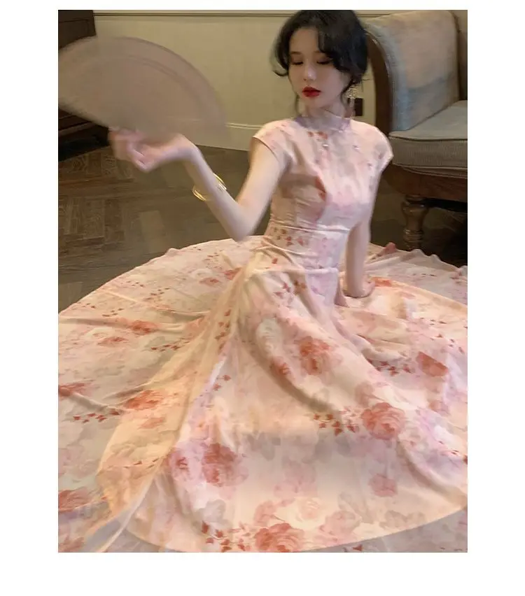 Женское платье в китайском стиле элегантное жаккардовое Сетчатое Ципао