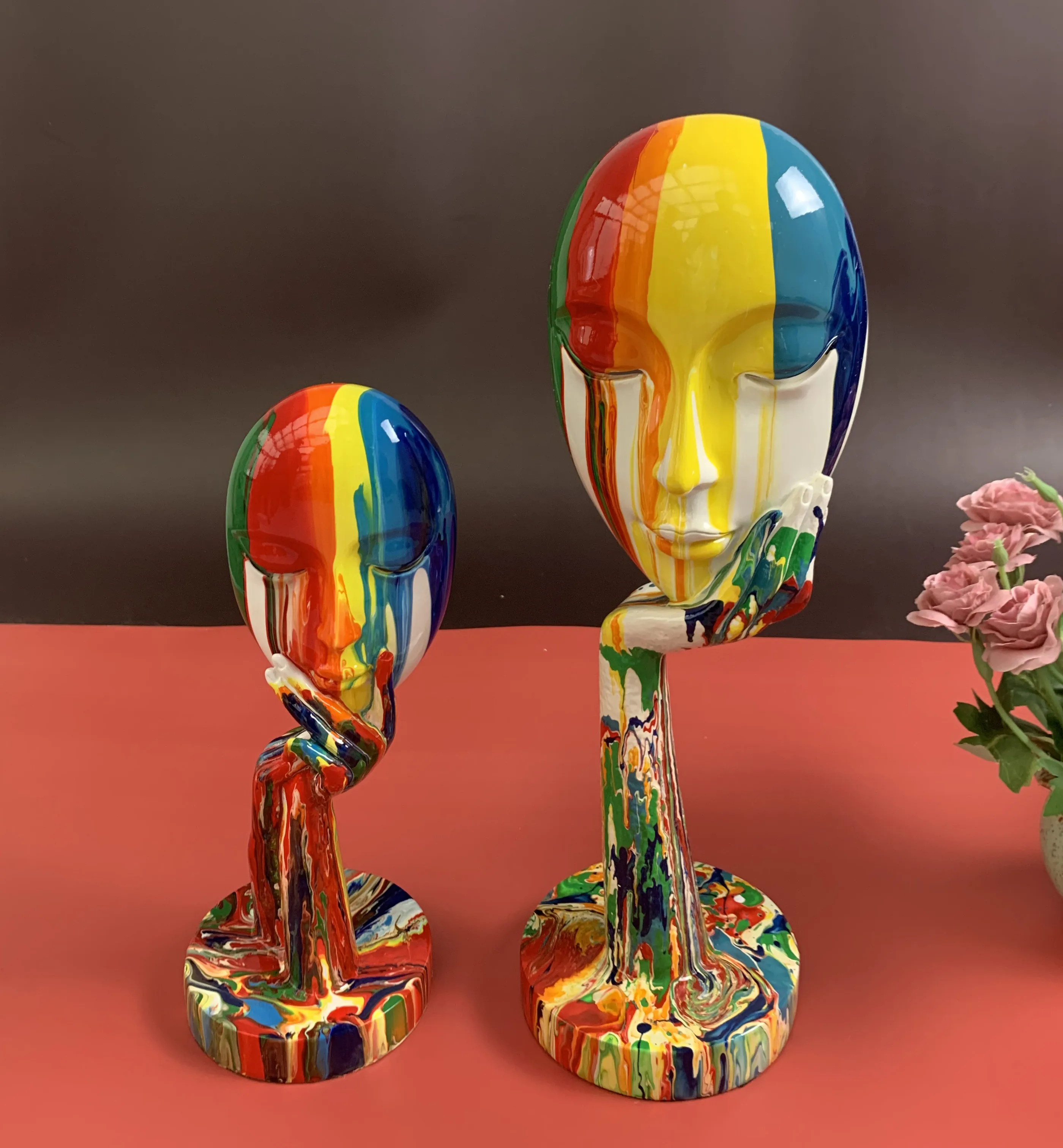 

Creative Modern Art Painted Colorful Woman Face Statues Decoration Home Office Decor Desktop Decoration Crafts Home Art Decor