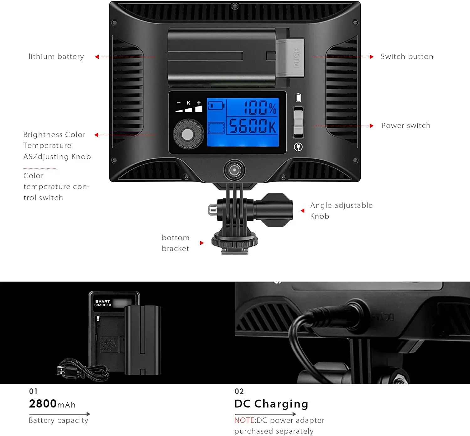 Switti S20 On-Camera Video Lights, Mountable LED Light for DSLR Cameras/Camcorder | for Vlogging, Photography, Video, YouTube |