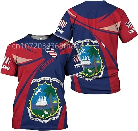 

Весна/Лето 2023 футболка с флагом Либерии, летний пуловер для отдыха, Мужская модная свободная футболка с индивидуальным названием для мужчин и женщин