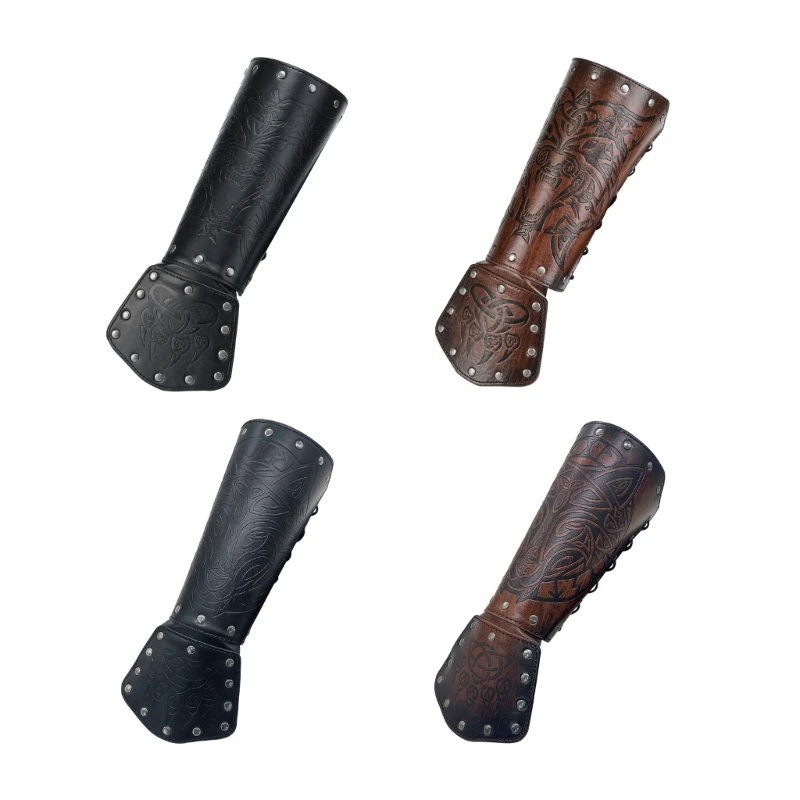 

Vintage Renaissances Arm Guards Bracer Embossed PU Leather Arm Armors