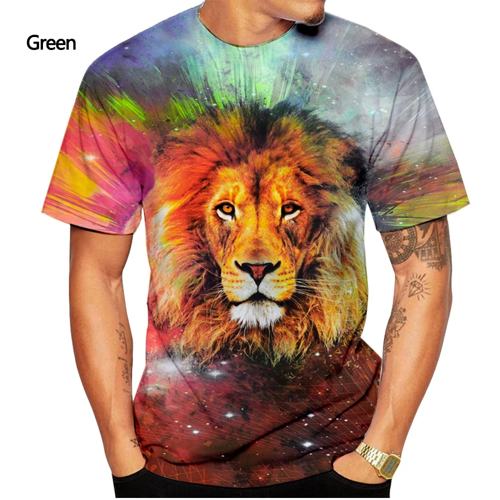 2022 New Fashion Lion Short Sleeve 3D-printed Casual T-shirt for Both Men and Women