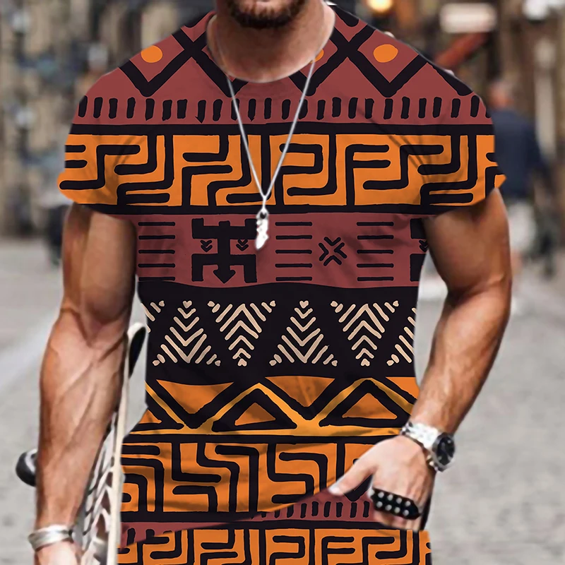 

3D African Ethnic Primitive Tribe print oversized men's T-shirt Fashion comfortable short sleeve unisex clothing