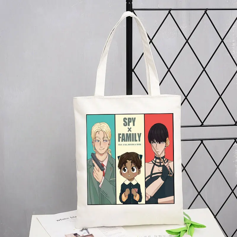 

SpyFamily Shoulder Bag Female Ulzzang SPYFAMILY Japanese Anime Shopping Bag Graphic Tote Harajuku Spy X Family Canvas Anya Smug