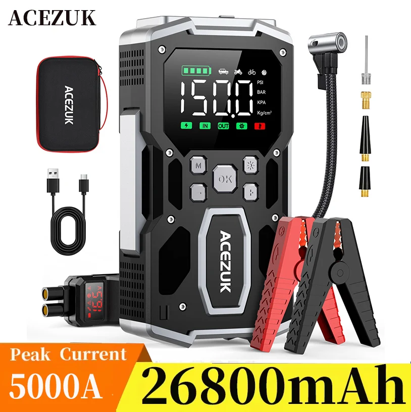 ACEZUK 5000A Start Power Bank 26800 мАч Jump Starter Автомобильный усилитель Внешний аккумулятор 12 В