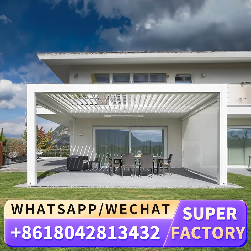 Ручная Жалюзийная алюминиевая беседка современного дизайна с регулируемой