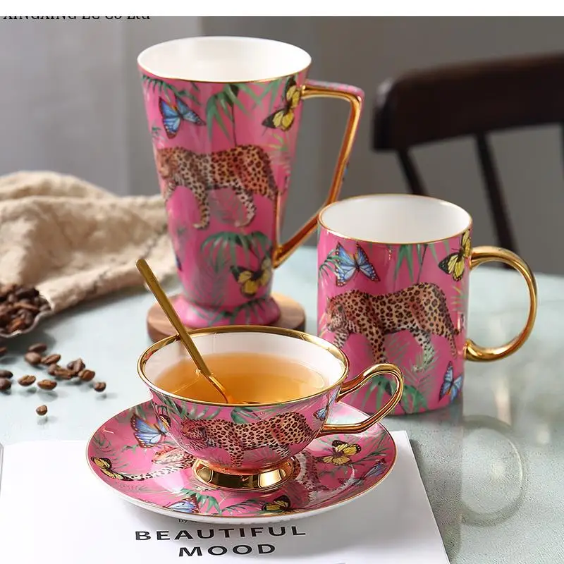 

Jungle Animals, Bone China, Coffee Cup Set, European Luxury Mug, Large Capacity Water Cup, Creative Art Tea Set, Kitchen Bar