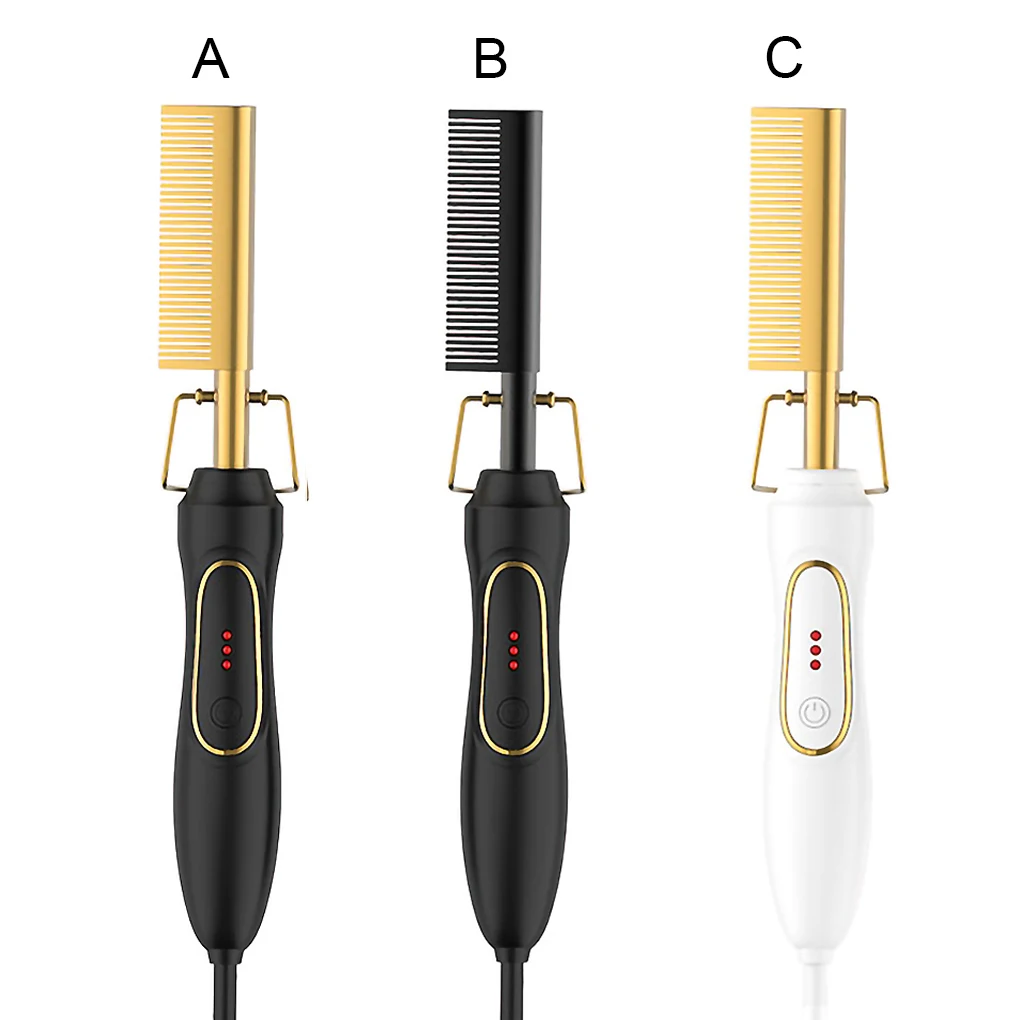 

Hair Straightener Brush Heating Wet Dry Hair Curler Brush Electric Portable Styling Hairbrush UK Plug Black