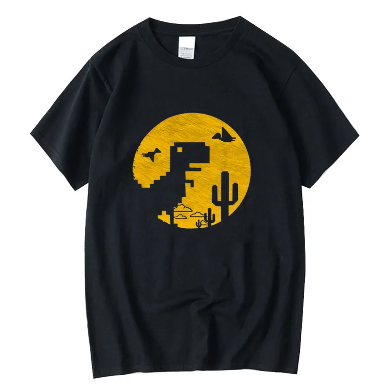 

Men's High Quality 100% Cotton Streetwear Cool Dinosaur Print T Shirt Casual Loose Men Tshirt O-neck Male T-shirt Tee Top