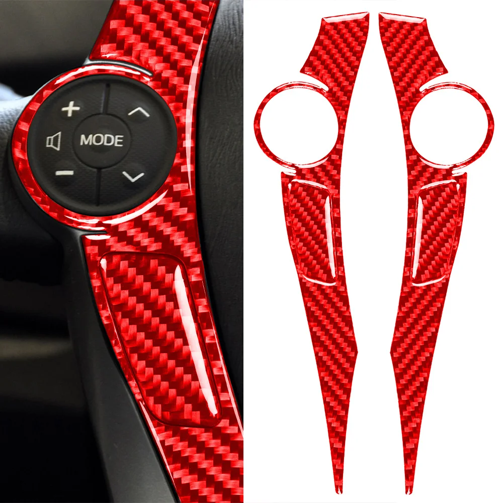 

2pcs For Toyota Prius 2012-2015 Car Steering Wheel Decoration Sticker Decal Cover Trim Car Interior Accessories Red Carbon Fiber