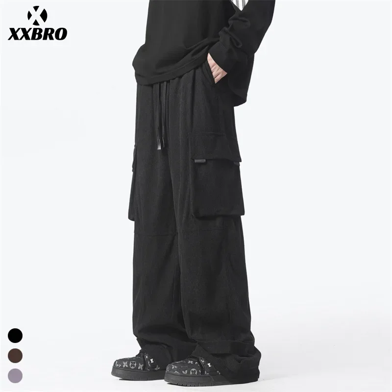 Xxbromen's Wear осенние новые мужские вельветовые брюки-карго повседневные брюки в