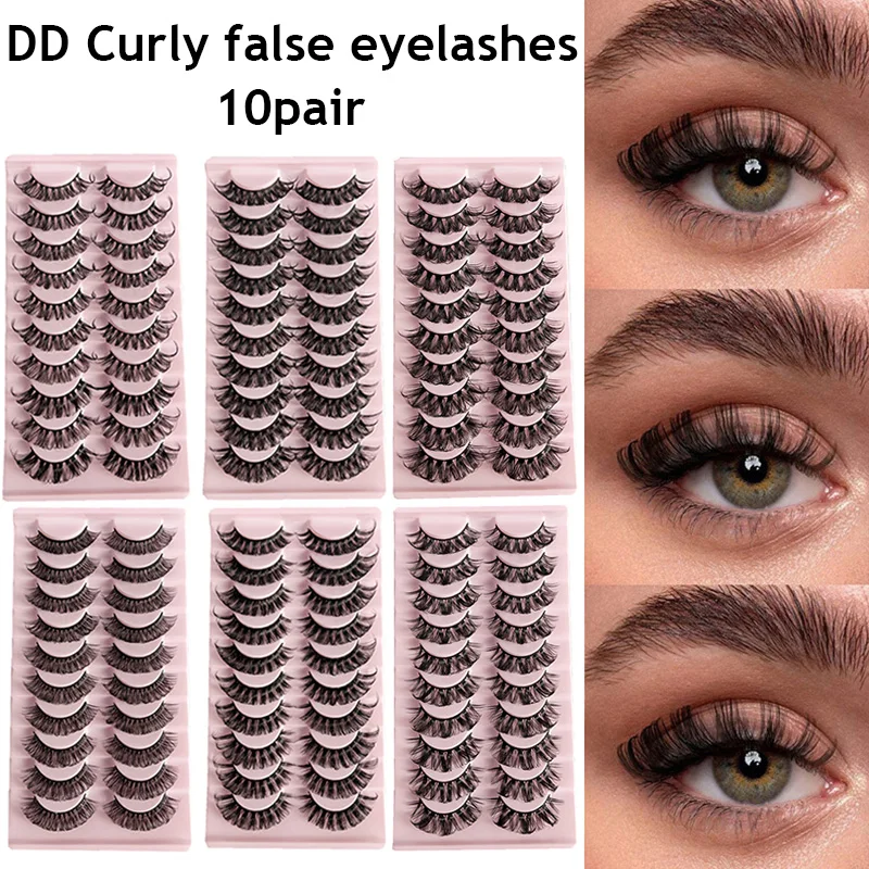 

10 Pairs DD Curl Lashes 10-23mm Russian False Eyelashes 3D Mink Eyelashes Reusable Fluffy False Lashes eyelashes extensions