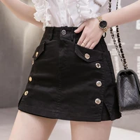 spring summer women fashion denim shorts skirt streetwear large size high waist thin buttons a line wide legged girls shorts