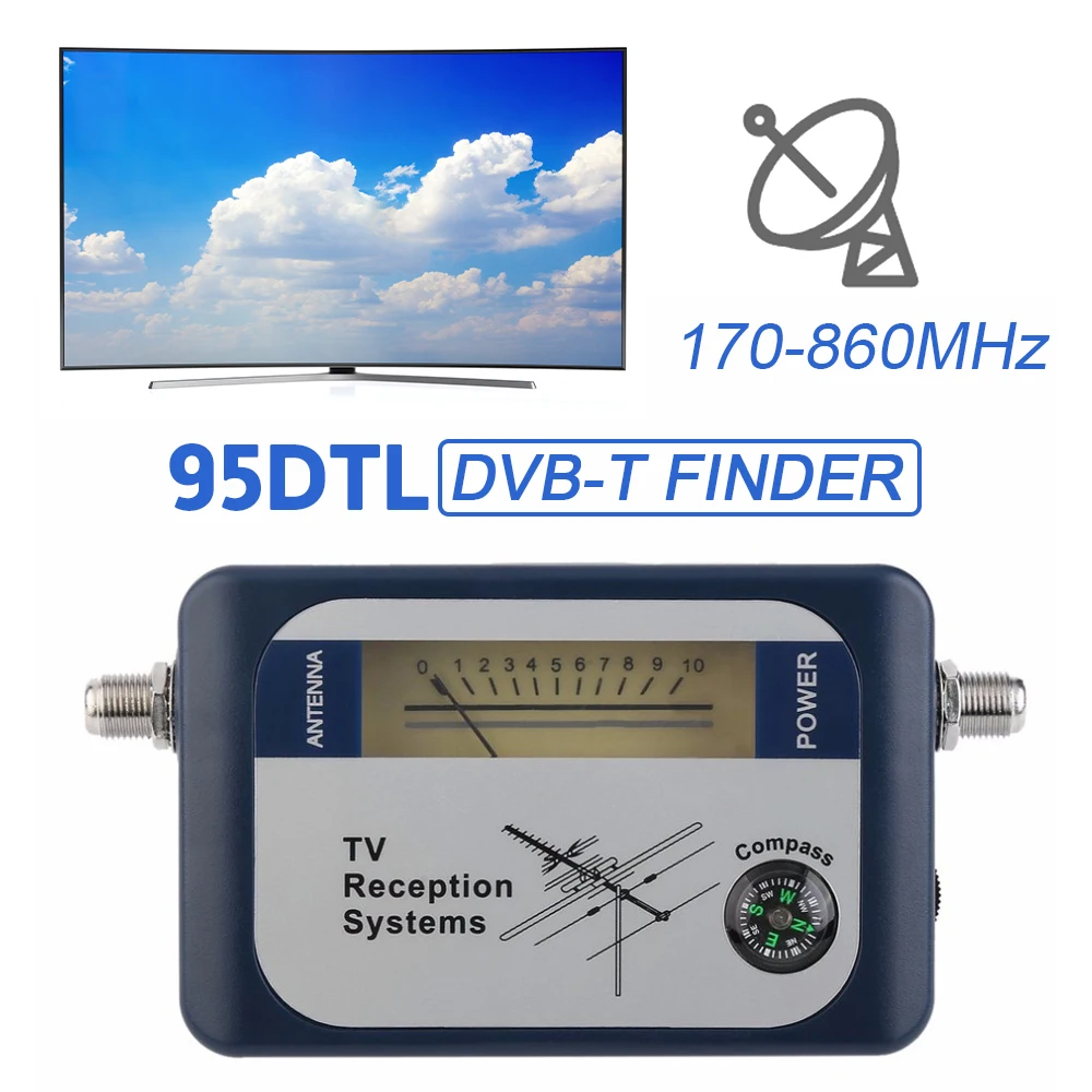 

170-860MHz Digital Aerial Terrestrial Signal Meter Antenna Finder Pointer Satellite Receiver with Compass TV Reception Systems