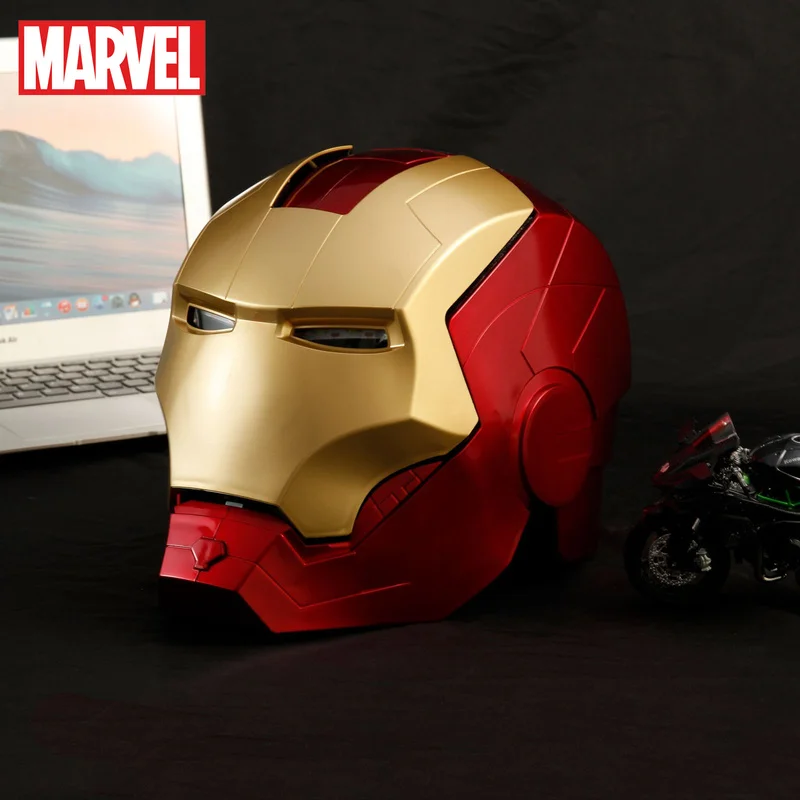 Man Helmet Arm Glove Cosplay 1:1 Light Led Ironman Mask Pvc Action Figure Toys Child Adult Boys Gift