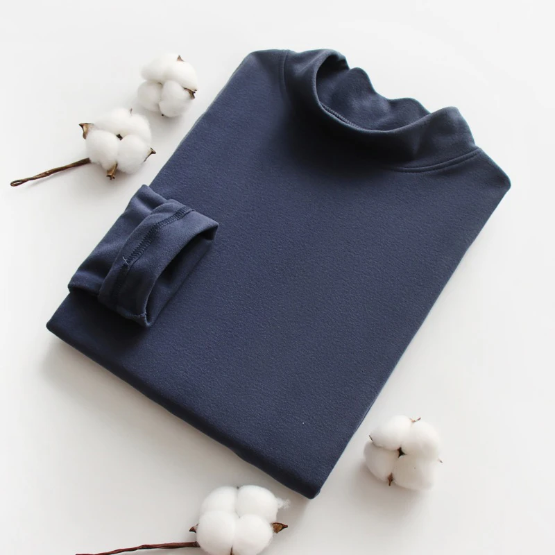 Autumn Winter Warm Half High Collar Fashion Thermal Underwear Men Basic Thermo T-shirt Blouse Pullover Long Sleeves Thermal Top