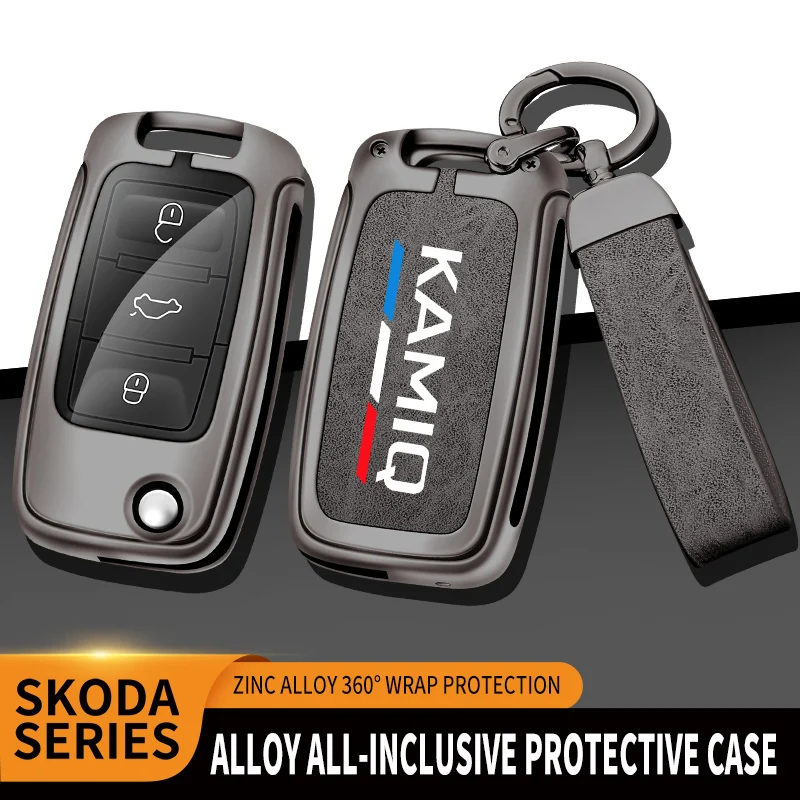 

Auto TPU Zinc Alloy Key Case Bag For Skoda KAMIQ Fabia Car Key Chain Car Metal Key Shell Car Interior Decoration Accessories
