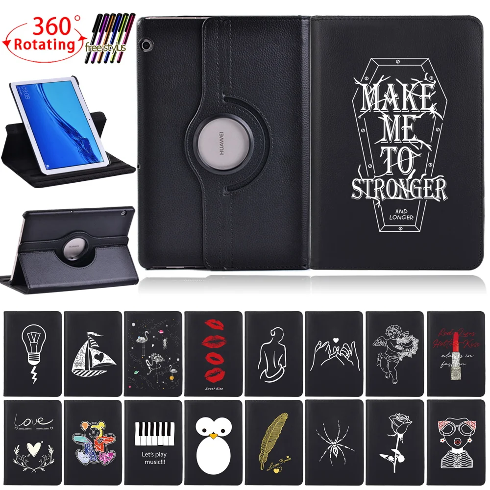 

Tablet Case for Huawei MediaPad T3 10 9.6"/T5 10 10.1" 360 Rotating Cover with Wake-Up Function Cover Case+ Stylus
